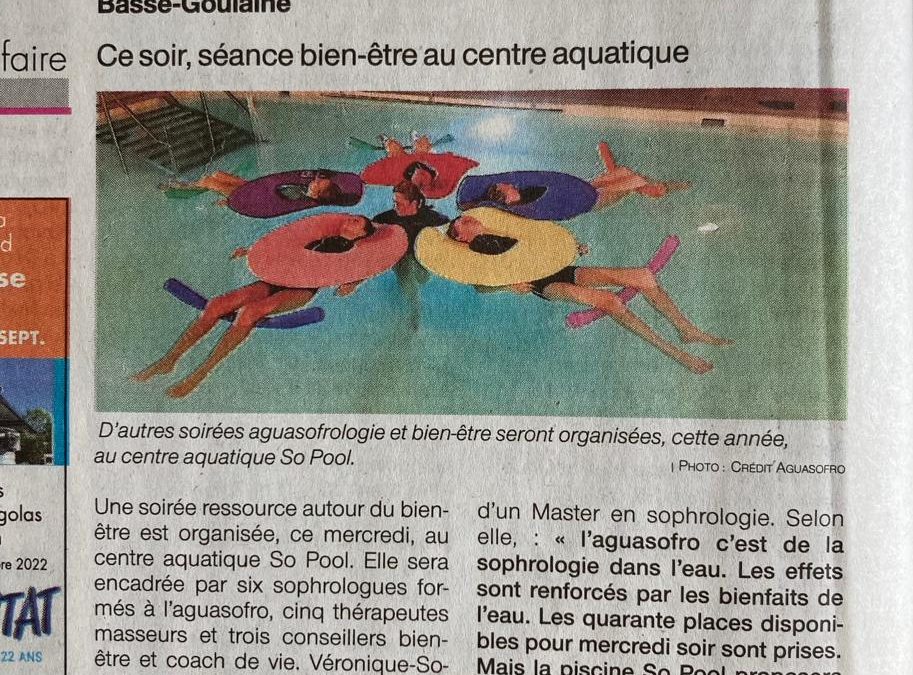 article de journal ouest-France aguasofro sophrologue sophrologie dans l'eau aquasophrologie